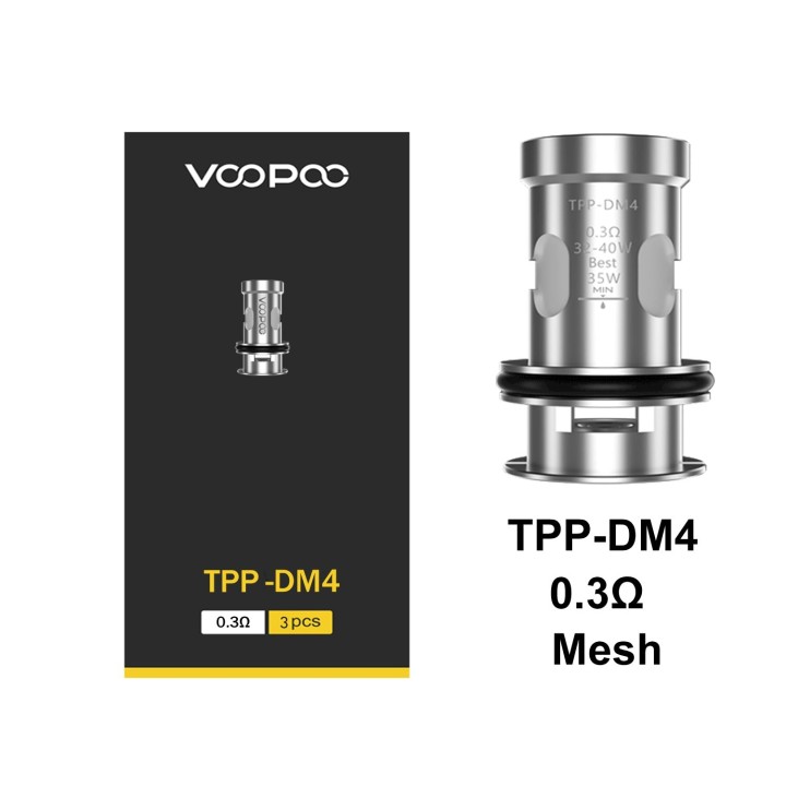 Voopoo TPP-DM4 0.3Ω Mesh Coil yedek parça, gümüş metalik.